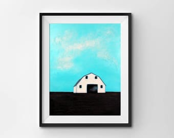 Barn Painting, Old Barn, Farm Painting, Landscape painting, White Barn, Farmhouse Art, Contemporary Barn, Minimalist Barn, Barn Art Farm Art