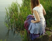 Alternative wedding dress Purple lilac Boho dress Wool silk dress Whimsical wedding dress in white and purple silk