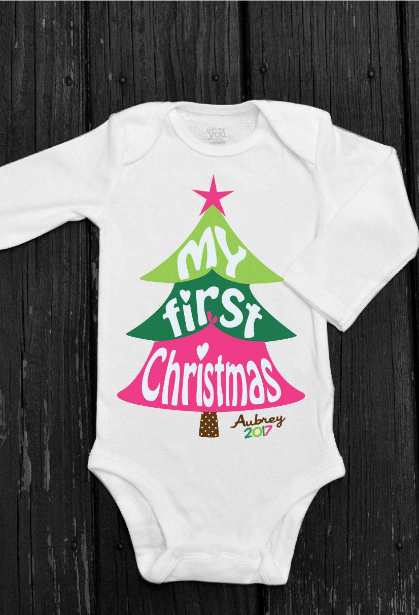 Baby girl my first christmas onesie 1st christmas onesie pink
