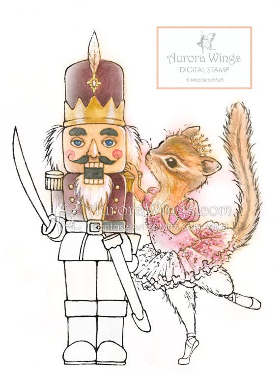 Items Similar To Digital Stamp - Nutcracker And Chipmunk Ballerina 