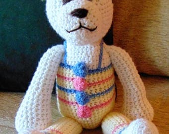Crocheted teddy bear stuffed animal doll toy "Barry"