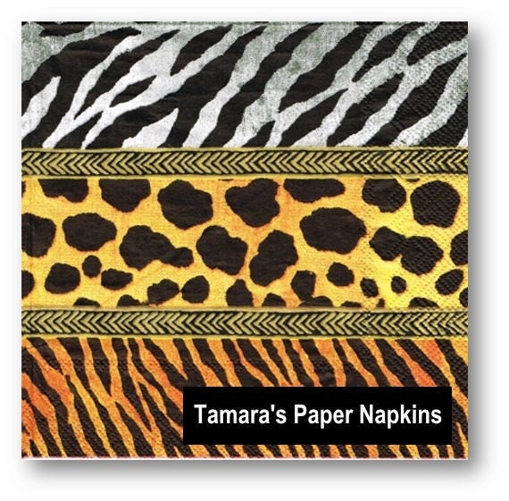 decoupage animal print Napkins, Africa Decoupage 4 ANIMAL Paper PRINT Napkins,