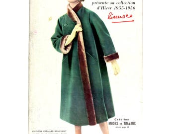 Modes & Travaux, Vintage French fashion magazine, 1955 winter fashion news
