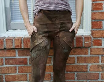 Handdyed hemp pocket leggings Custom organic clothing