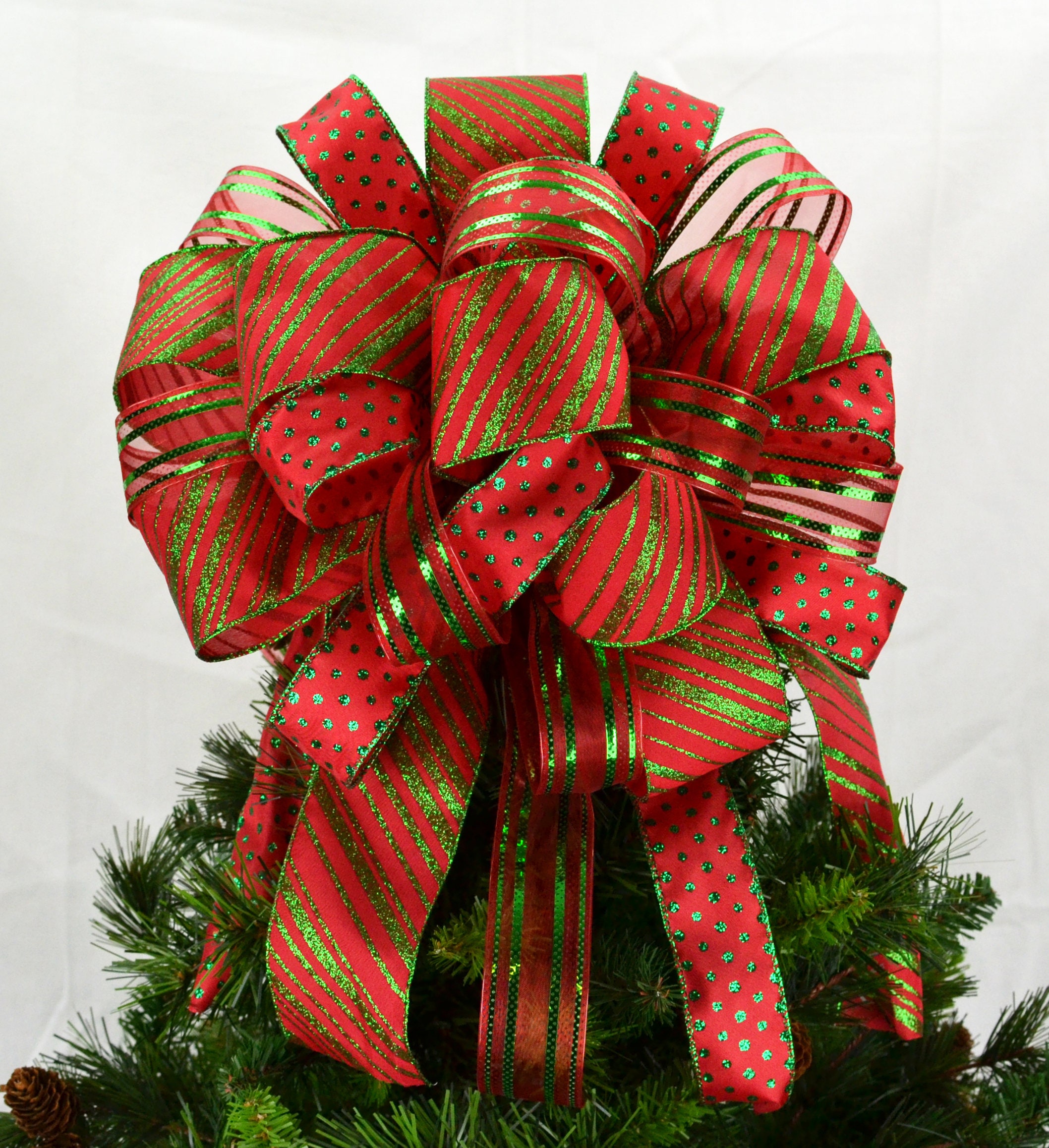 Christmas Tree Bow Topper Christmas Tree Bow With Streamers   Il Fullxfull.1358058245 3yp0 