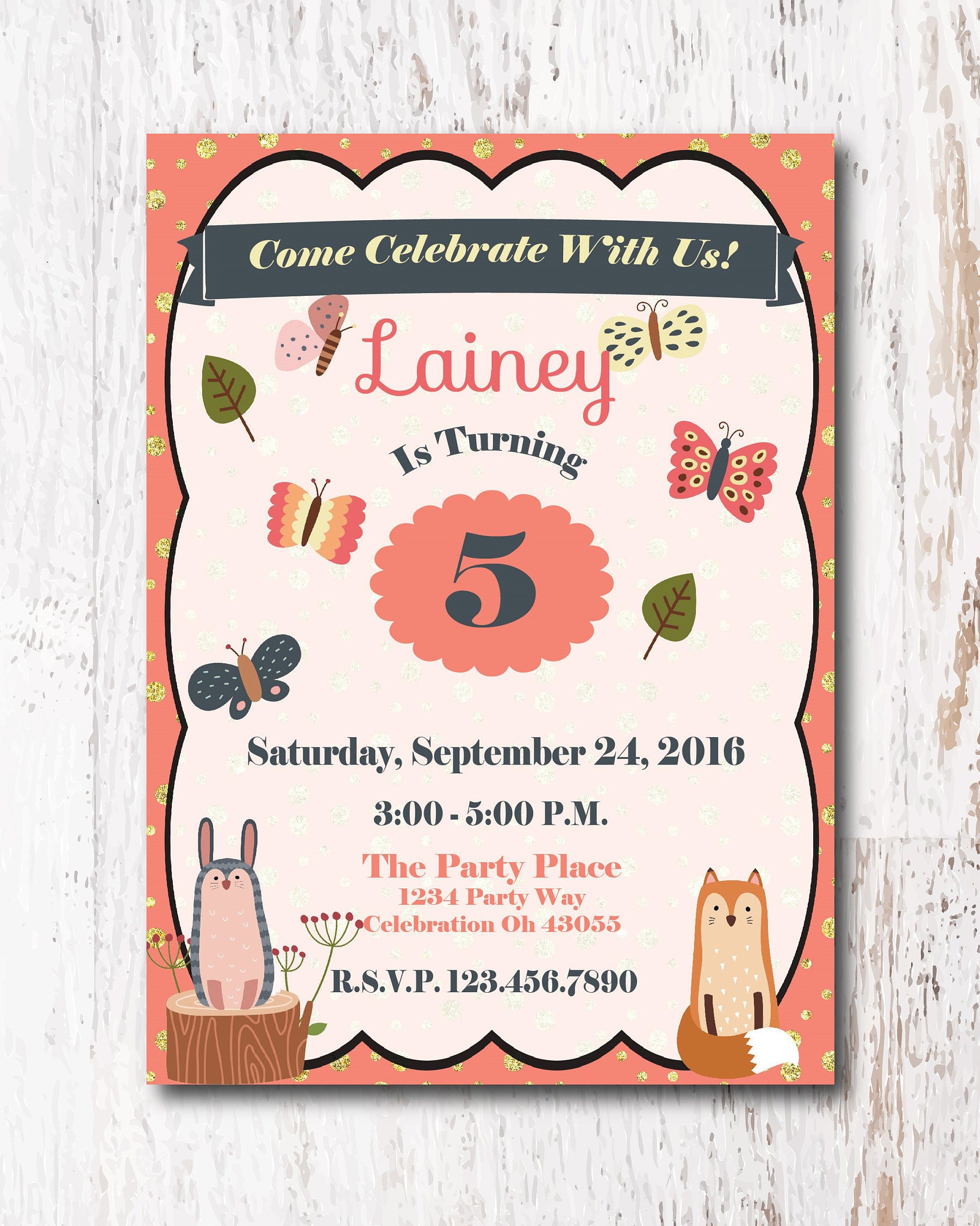 Woodland Creatures Birthday Invitations Forest Animals