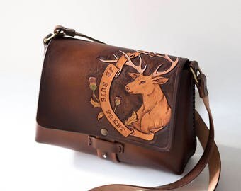Outlander Leather Bag - Je Suis Prest - Outlander quotes - Clan Fraser