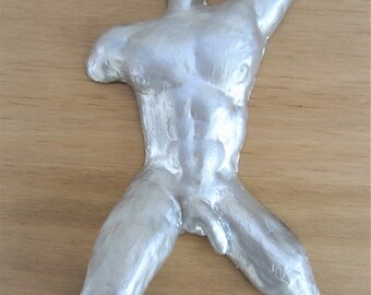 Bronzed Resin Statue of a Nude Man