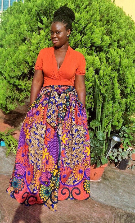 Limited Edition: Purple Flower Maxi Skirt African Skirt
