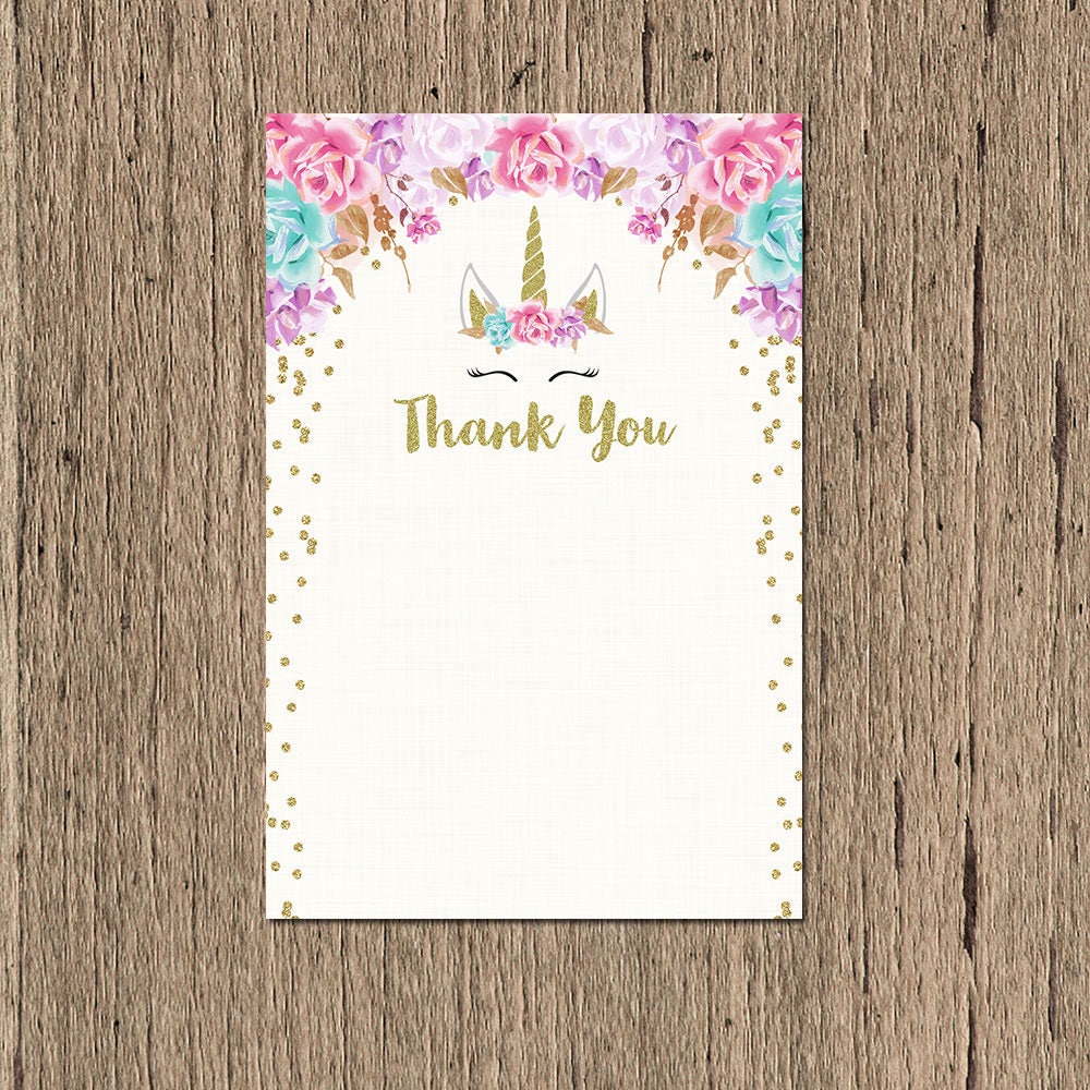 unicorn thank you card instant download unicorn thank you