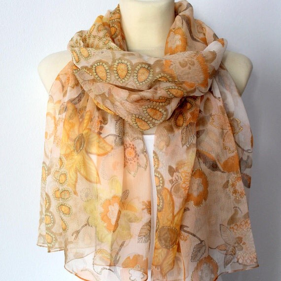 Silk Scarf Chiffon Scarf Sheer Scarf Summer Gift Women Personalized Gift Personalized Accessories Womens Summer Outdoors Summer Party