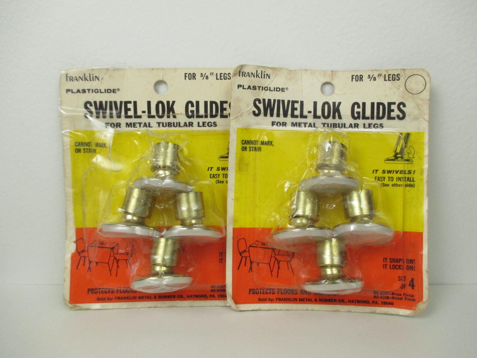 Swivel lok glides metal furniture leg feet/NOS/Deadstock/vintage chair