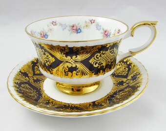 Paragon Black Tea Cup and Saucer "Pembroke" F, Vintage Bone China, Paragon Cup and Saucer, Paragon China