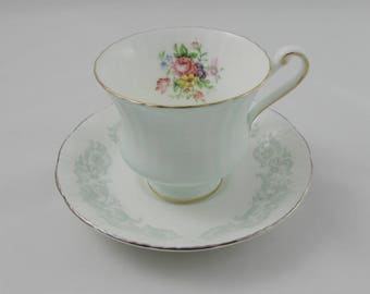Paragon Tea Cup and Saucer, MISMATCH, Green Paragon Tea Cup with "Melanie" Saucer, Vintage Bone China