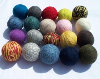 Wool Dryer Balls, Felted, Eco-Friendly, Unscented, Choice of Colors