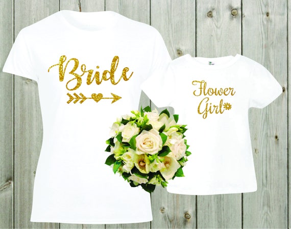 Custom Bride And Flower Girl Shirt Bridal Party Shirts Wedding