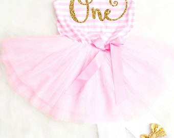 First Birthday Outfits Girl 1st Birthday Outfit First Birthday Dress Pink Birthday Tutu Outfit Cute Birthday Outfits Pink and Gold Tutu