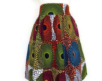 African Print Skirt With Pockets - Maxi Skirt - Skirt with Pocket - African Print Knee Level Skirt - Ready to Ship Skirt