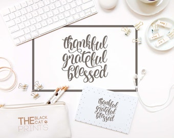 Thankful Grateful Blessed SVG file for Cricut Lettering svg design Sayings svg Heat transfer files T-shirt design Svg craft files for cut