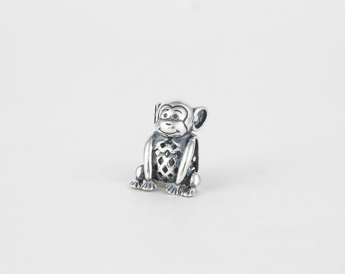 Naughty Monkey Charm, Silver Jewellery Gifts, Animal Charm for Bracelet, Birthday Gift for Her, Girls Necklace Charm