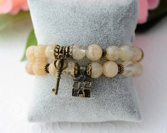 Gift for her Birthday Gift for Girlfriend Gift for Woman Bracelet Couple Bracelets Gemstone Bracelets Quartz Bracelet Gemstone Jewelry