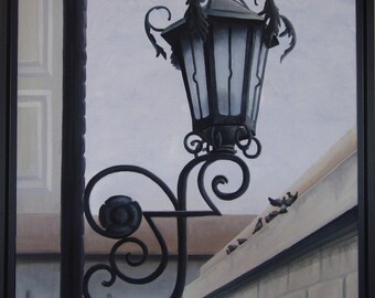 Original Painting, Contemporary Oil Painting, Oil Canvas, Painting on Canvas, Handmade Oil Artwork, Lantern 20"x24" (50x60cm)