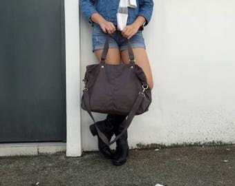 Sale 30% - Gray messenger bag, Canvas diaper bag, Back to School bag Travel Shoulder bag , Canvas laptop bag, Gift For Her / no.10 - MIA