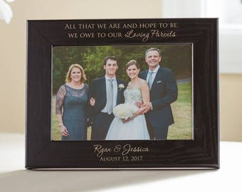 Personalized Parents of the Bride & Groom Picture Frame: Parents Wedding Gift, Parents Wedding Frame, Parents Wedding Thank You, SHIPS FAST