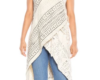 African Block Printed Cotton Tunic Dress Size: 6