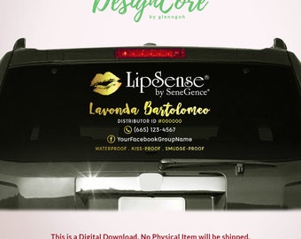 LipSense Car Decal, Printable Digital File, Advertising Window Decal, Personalized, 12x18, LipSense SeneGence, Distributor, LIPCD001