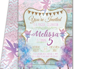 Fairy Invitations, Fairy Garden Invitation, Fairy Birthday Invitations, Unicorn Invitation, Pixie Party,Shabby Chic,Watercolor,Vintage Party