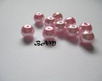 Set of 20 pastel pink Glass 8 mm beads