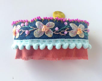 Boho - textile cuff - bracelet Bohemian bracelet
