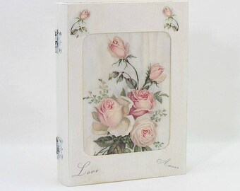 Wooden Keepsake Box, Wooden Book Box, Keepsake Box, Pink Roses, Shabby Chic, Wooden Memory Boxes, Wooden Trinket Box, Wooden Jewellery Box