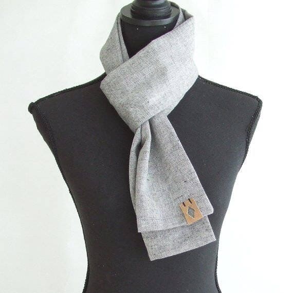 Linen Scarf Men's Summer Scarf Gray Linen Scarf for Men