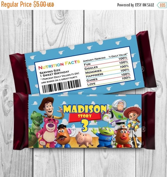 Toy Story Candy Bar Wrapper Toy Story Chocolate label Toy