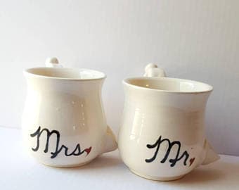 Set of 2 "Mr. & Mrs." Wedding Gift Wake and Bake Mugs-Made to Order!