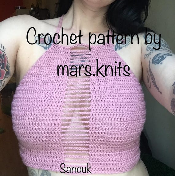 Crochet crop top Sanouk pattern crochet halter top pattern