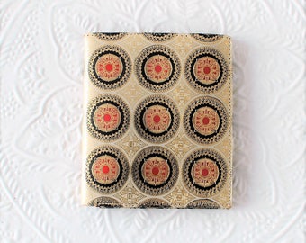 Lady wallet gold purse, change coins money organizer, boho chic wallet, vintage bill fold spanish leather, gold embossed mandala decor, 1970