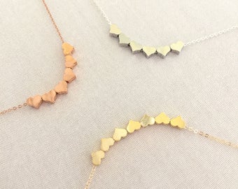 Custom Tiny Heart Necklace, Family Necklace, Number of Heart, Rose Gold Heart, Sterling Silver, Gold Heart, Grandma Jewelry, Adoption Gift