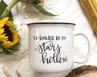 Stars Hollow Coffee Mug, 15 oz. Hand Lettered Gilmore Girl Ceramic Large Camp Mug
