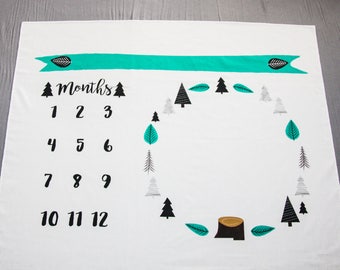Baby Milestone Blanket, Monthly Growth, Swaddle blanket, Growth blanket, Newborn gift, Baby shower gift, Anniversary blanket, Age blanket
