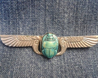 Antique Winged Scarab Brooch