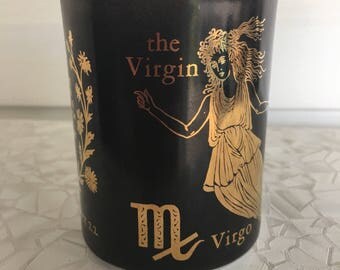Federal Zodiac Mug, Vintage Federal Glass Mug, Virgo Sign Coffee Mug, Gift for Him, Birthday Gift