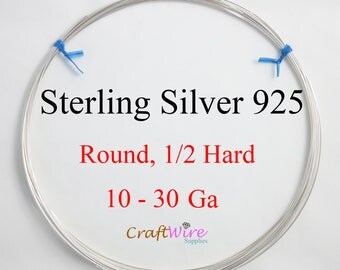 925 Sterling Silver Wire, Round, Half Hard, 10 12 14 16 18 19 20 21 22 24 26 28 30 Gauge, Jewelry Making Wire, Craft, 1 5 15 25 feet