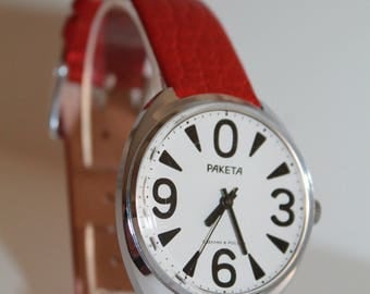 Soviet Era Wrist Watch RAKETA BIG ZERO Classic men's watch Iconic Soviet men's wrist watch watch 80s. Working And Perfect Condition 1980s!!!