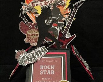 FATHER'S DAY CARD * Birthday Card * Explosion Box * Handmade * Masculine * Rockstar Theme
