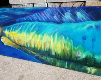 Colorful Orginal Dolphin Tail, Fishing, Marine Life, Salt Life, Fish Tails, Fish Decor, Beach House Decor, Fisherman, Fish Painting