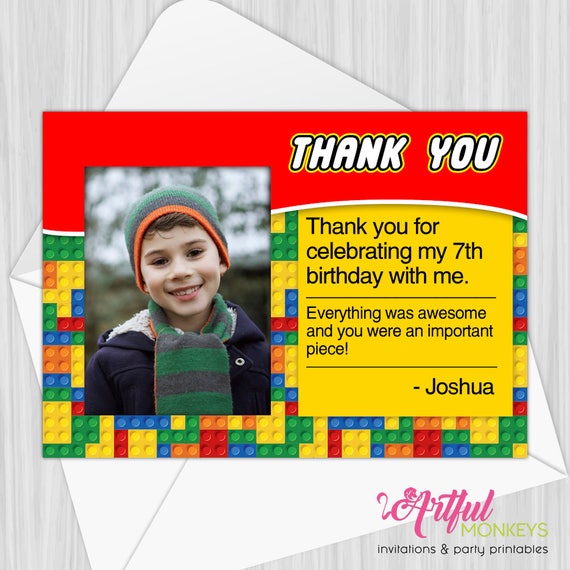 Printable Building Blocks Thank You Note With Photo