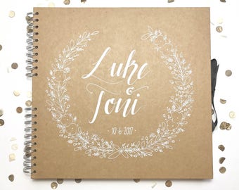 Large Kraft scrapbook, guest book, baby book, personalised, typography, gift